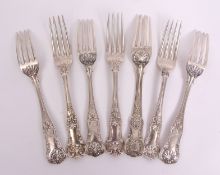 Mixed Lot: seven various dinner forks including single Provincial Kings pattern example with Union