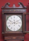 Early 19th century oak and mahogany cross-banded 30 hour longcase clock, unsigned, the broad hood