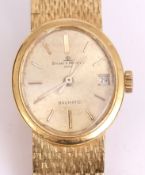 Late 20th century Swiss 18ct gold automatic centre seconds calendar wrist watch, Baume & Mercier,