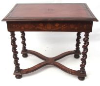 18th century and later rosewood rectangular side table, the frieze inlaid with panels of floral