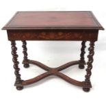 18th century and later rosewood rectangular side table, the frieze inlaid with panels of floral