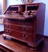 18th century style apprentices bureau, cross-banded fall front over two short and three full width