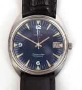 Late 20th century stainless steel centre seconds calendar wrist watch, Omega, Seamaster "Cosmic",