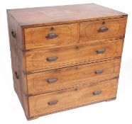 19th century camphor wood campaign chest applied throughout with brass strapwork and corners, fitted