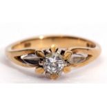 18ct gold and diamond single stone ring, featuring a brilliant cut diamond, 0.20ct approx, raised