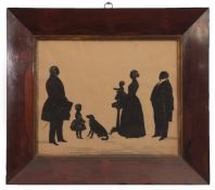SUSI MCLAUGHLIN (19TH/20TH CENTURY) Family profile cut silhouette with bronzed highlights, signed