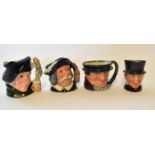 Group of four small Royal Doulton character jugs including John Peel and Tony Weller (4)