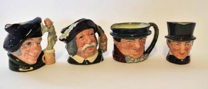 Group of four small Royal Doulton character jugs including John Peel and Tony Weller (4)