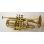 20th century brass three-valve trumpet, Corton, and further stamped "Made in Czechoslovakia",