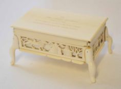 Early 20th century African ivory dressing table casket of rectangular form with hinged cover and