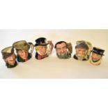 Group of six Royal Doulton small character jugs including Mad Hatter and Don Quixote (6)