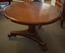 Victorian mahogany circular pedestal dining table, 116cm wide