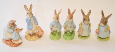 Group of Beswick wares modelled as rabbits including Mrs Rabbit and Peter