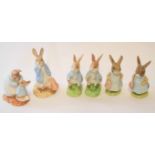 Group of Beswick wares modelled as rabbits including Mrs Rabbit and Peter