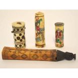 Group of carved wooden items with Oriental designs, (4)