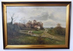 John G Mace, signed and dated 87, oil on board, Country landscape with horse, 40 x 60cm