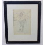 Follower of Laura Knight, bears signature, pencil drawing, Country woman, 24 x 16cm