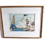After Sir William Russell Flint, bears signature, watercolour, "Theseus", 25 x 35cms