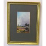 A Benois, signed watercolour, French landscape, 12 x 7cm