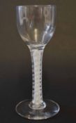 English 18th century wine glass with bucket shaped bowl and air twist stem, 14cm high