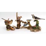 Group of Parian porcelain models of birds in naturalistic colours, manufactured by Coalport (4)