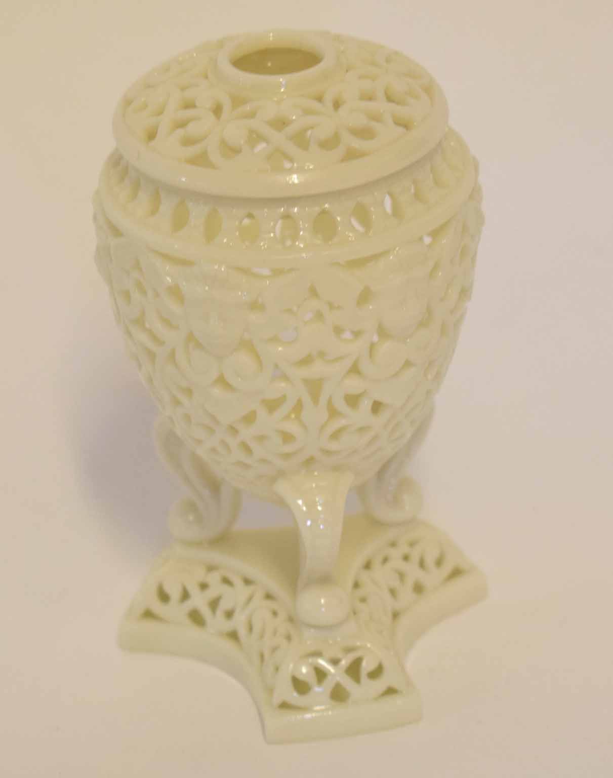 Reticulated vase and cover in Royal Worcester style