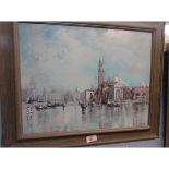 Brian Ryder, signed and dated 87, oil on board, "Venice - St Maggiore, Grand Canal", 34 x 44cms