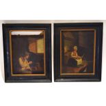 19th century English School pair of oils on panel, Rustic scenes, 25 x 18cm (2)