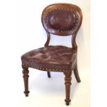 Victorian mahogany leather backed and seated dining chair