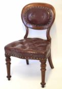 Victorian mahogany leather backed and seated dining chair