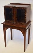 Edwardian inlaid mahogany bijouterie or display cabinet, glazed top over rectangular base with