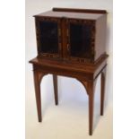 Edwardian inlaid mahogany bijouterie or display cabinet, glazed top over rectangular base with