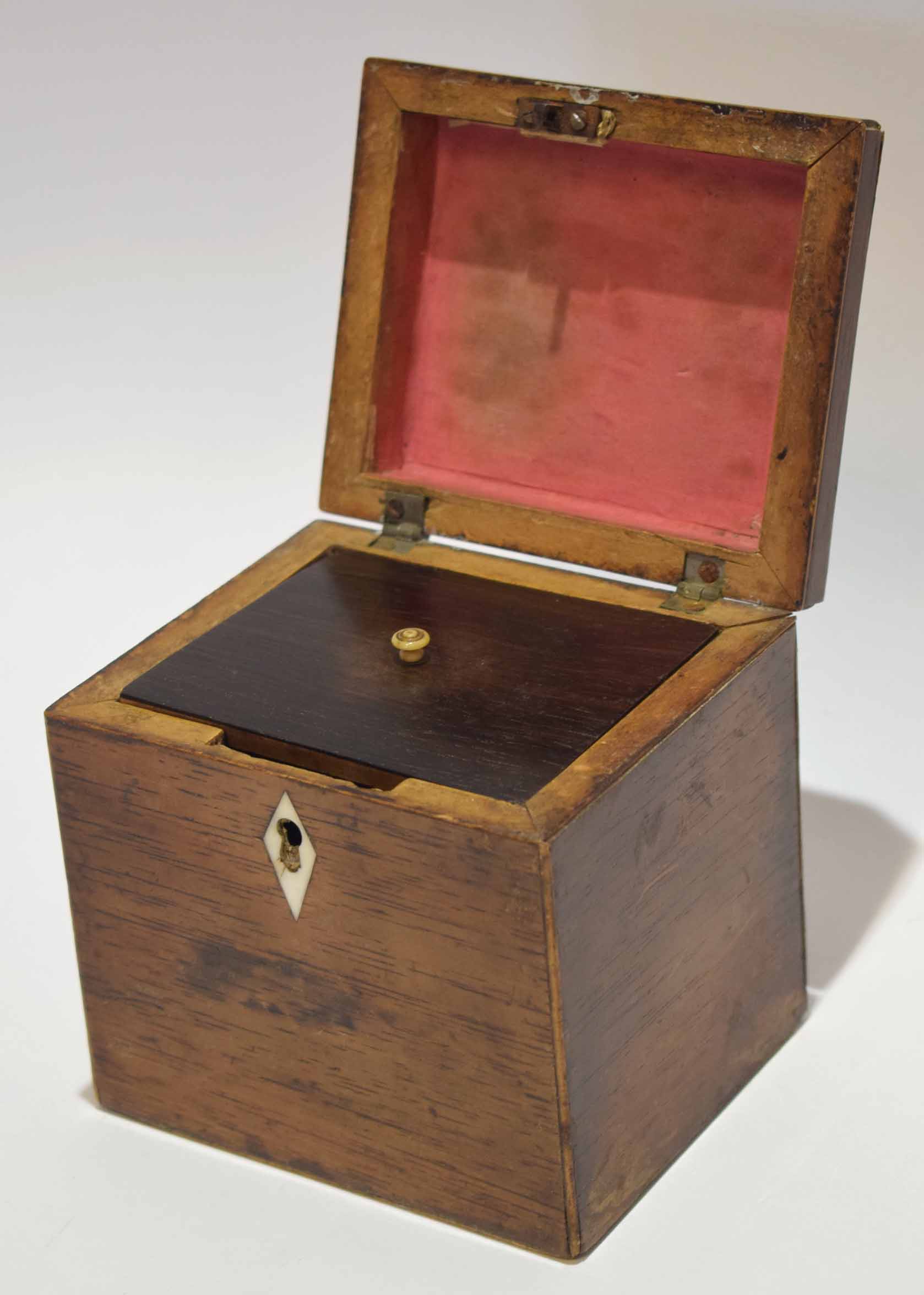 Early 19th century mahogany and boxwood line inlaid tea caddy of rectangular form, the hinged - Image 2 of 2