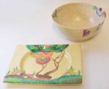 Clarice Cliff bowl and plate in the Viscaria pattern (2)
