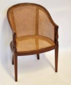 19th century mahogany Bergere tub chair, single cane back and seat