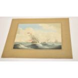 18th/19th century English School, watercolour, Naval fleet, 23 x 29cm, unframed