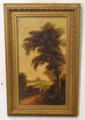 D Norman, signed oil on board, Country landscape, 29 x 15cm