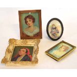 Daysi M Brookes, signed and initialled group of four miniature portraits, Female studies, assorted