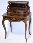 European reproduction ladies desk, applied throughout with gilt mounts, 73cm wide
