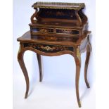 European reproduction ladies desk, applied throughout with gilt mounts, 73cm wide