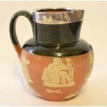 Royal Doulton Harvest ware jug with silver rim