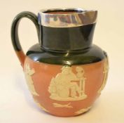 Royal Doulton Harvest ware jug with silver rim