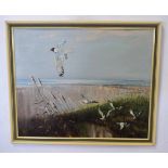 W H Foord, signed oil on board, Coastal scene with gulls, 50 x 60cm