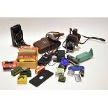 Mixed Lot: cameras and various accessories including Welti and Ensign folding cameras, together with