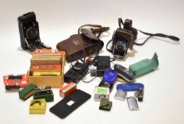 Mixed Lot: cameras and various accessories including Welti and Ensign folding cameras, together with