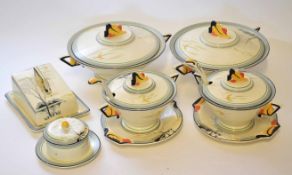 Group of Burleigh ware Moonbeams serving dishes and cover, two smaller dishes with two serving