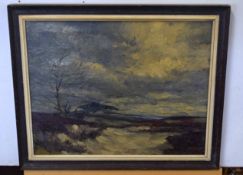 Alfred van Werven, signed and dated 1952, oil on canvas laid to board, Windswept landscape, 38 x