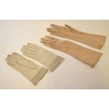 Mixed Lot: two various pairs of ladies kidskin leather gloves, each of stitched construction, one