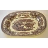 Large 19th century pottery serving dish in the so-called Damascus pattern by R Cochrane & Co,