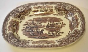 Large 19th century pottery serving dish in the so-called Damascus pattern by R Cochrane & Co,